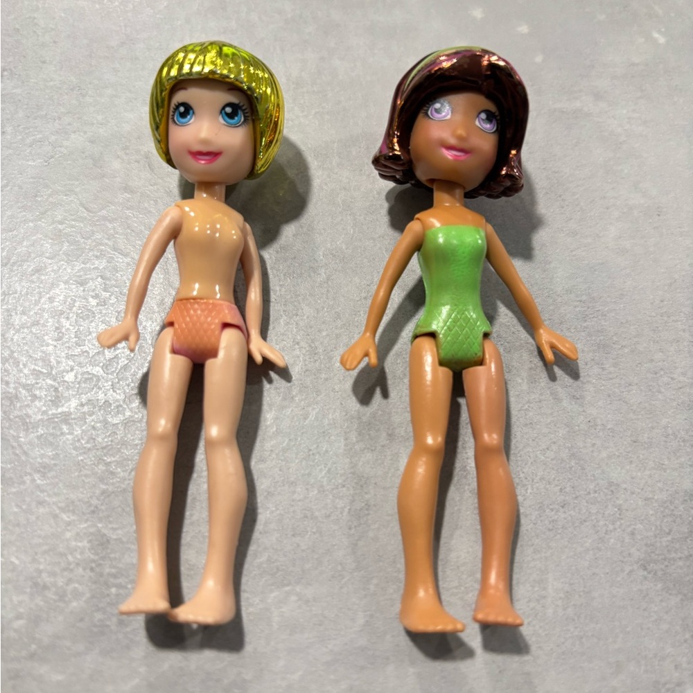 Vintage Polly Pocket Dolls Metallic Hair - Lot of 2
